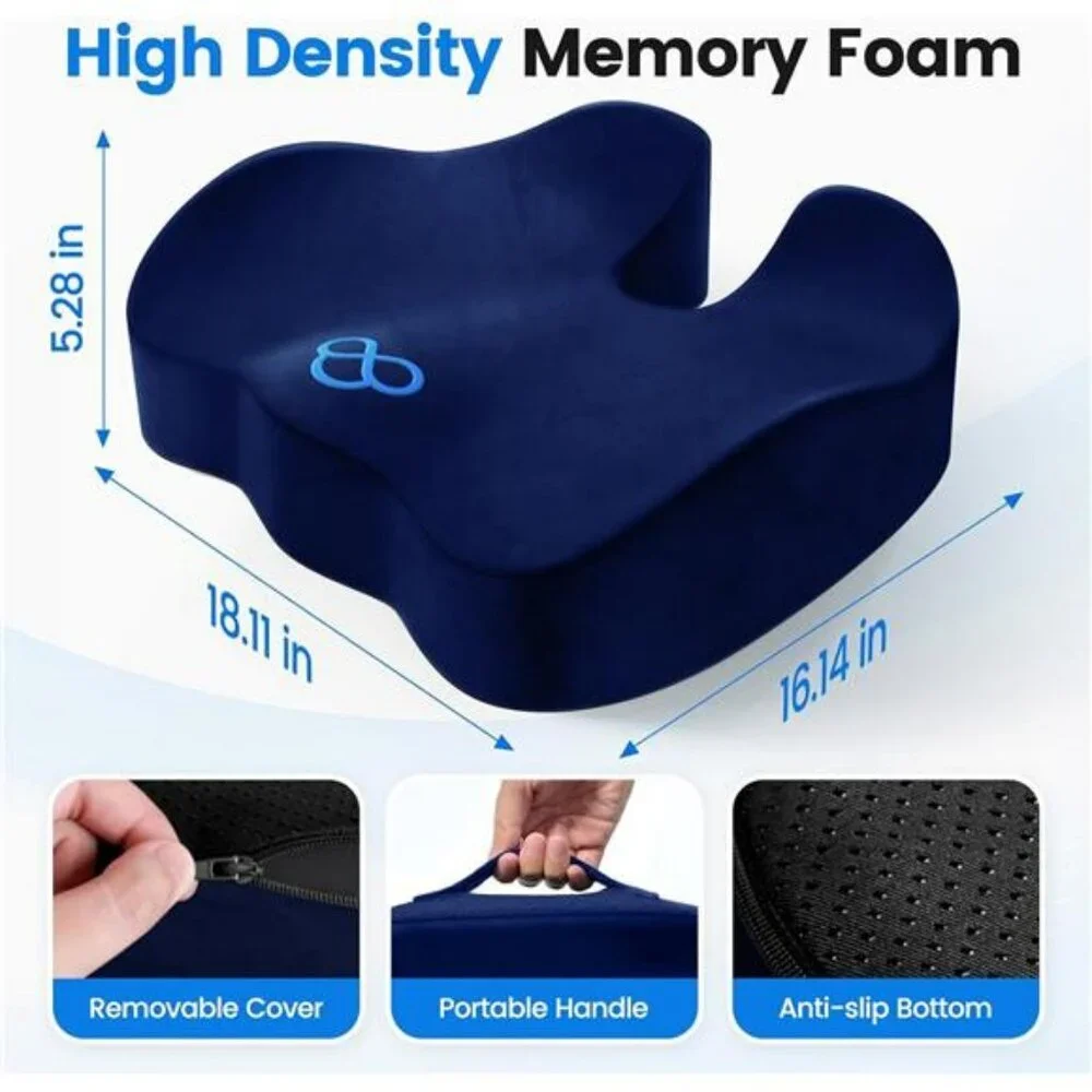 Memory foam seat cushion tailbone pain relief office chair car travel support